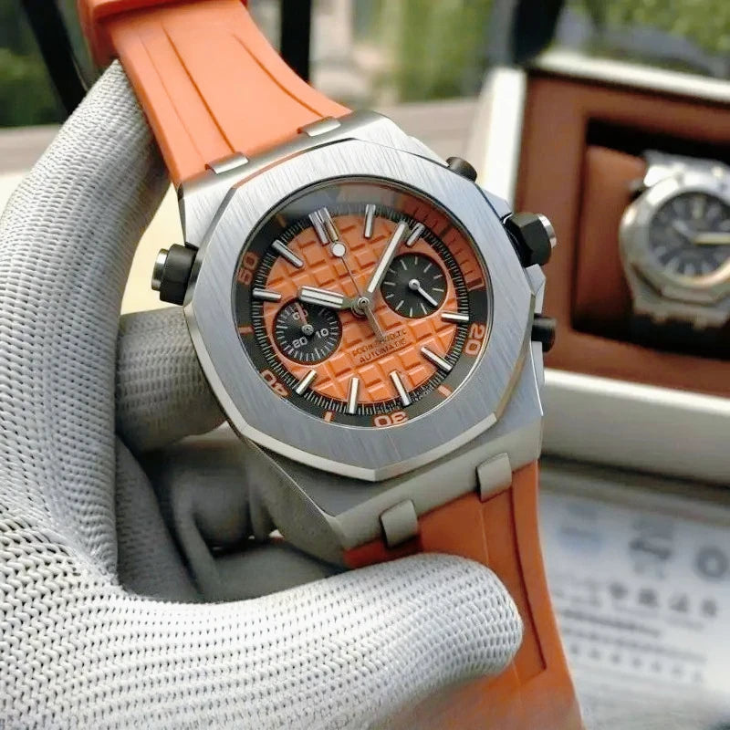 Montre Quartz Homme Chronographe Style Royal Oak Octogonal Acier Saphir VK63 – CLEVI Paris