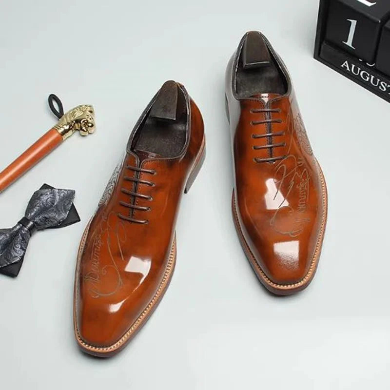 Oxford Homme Cuir Véritable Fait Main – Bout Rond, Mariage & Cérémonie, 4 Coloris – CLEVI Paris