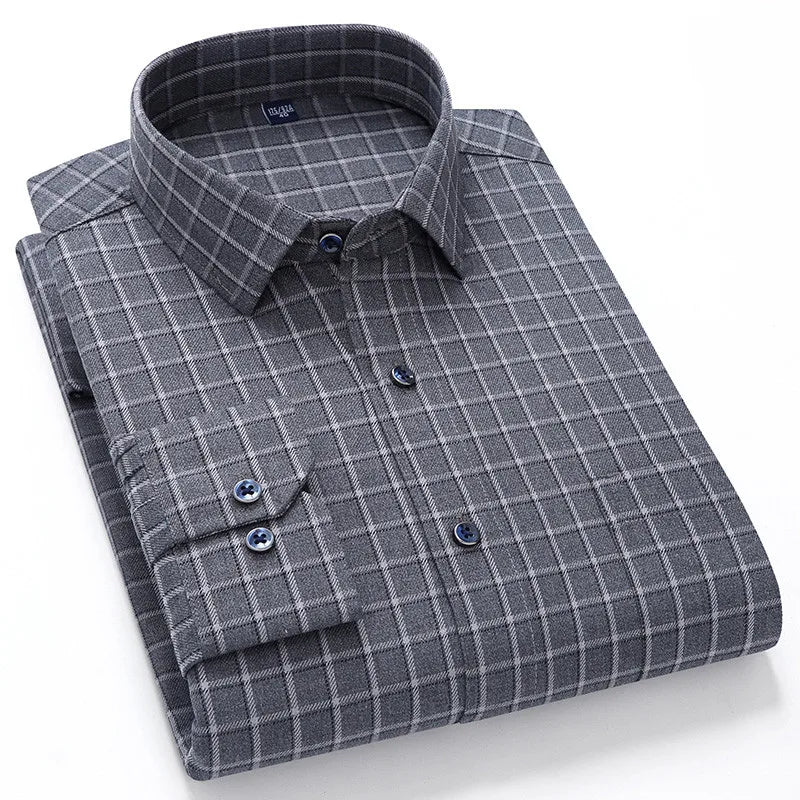 Chemise Homme Manches Longues Coton Carreaux Style Britannique – CLEVI Paris