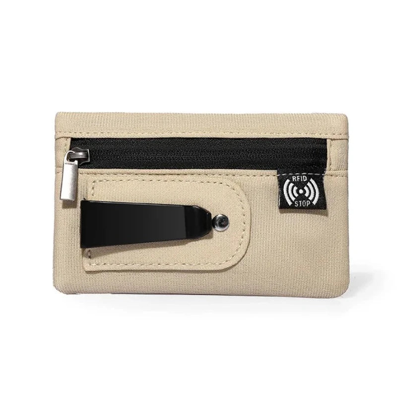 Porte-Cartes RFID Nylon Slim Homme — Mousqueton, Clip Ceinture ou Fermeture Éclair, Multi-Coloris | CLEVI Paris