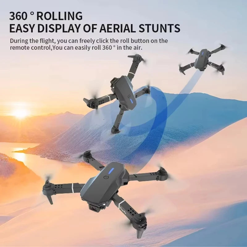 Drone E88 Pro 8K avec Écran Télécommande – Double Caméra, Positionnement Optique, Brushless & 23 Min de Vol – CLEVI Paris