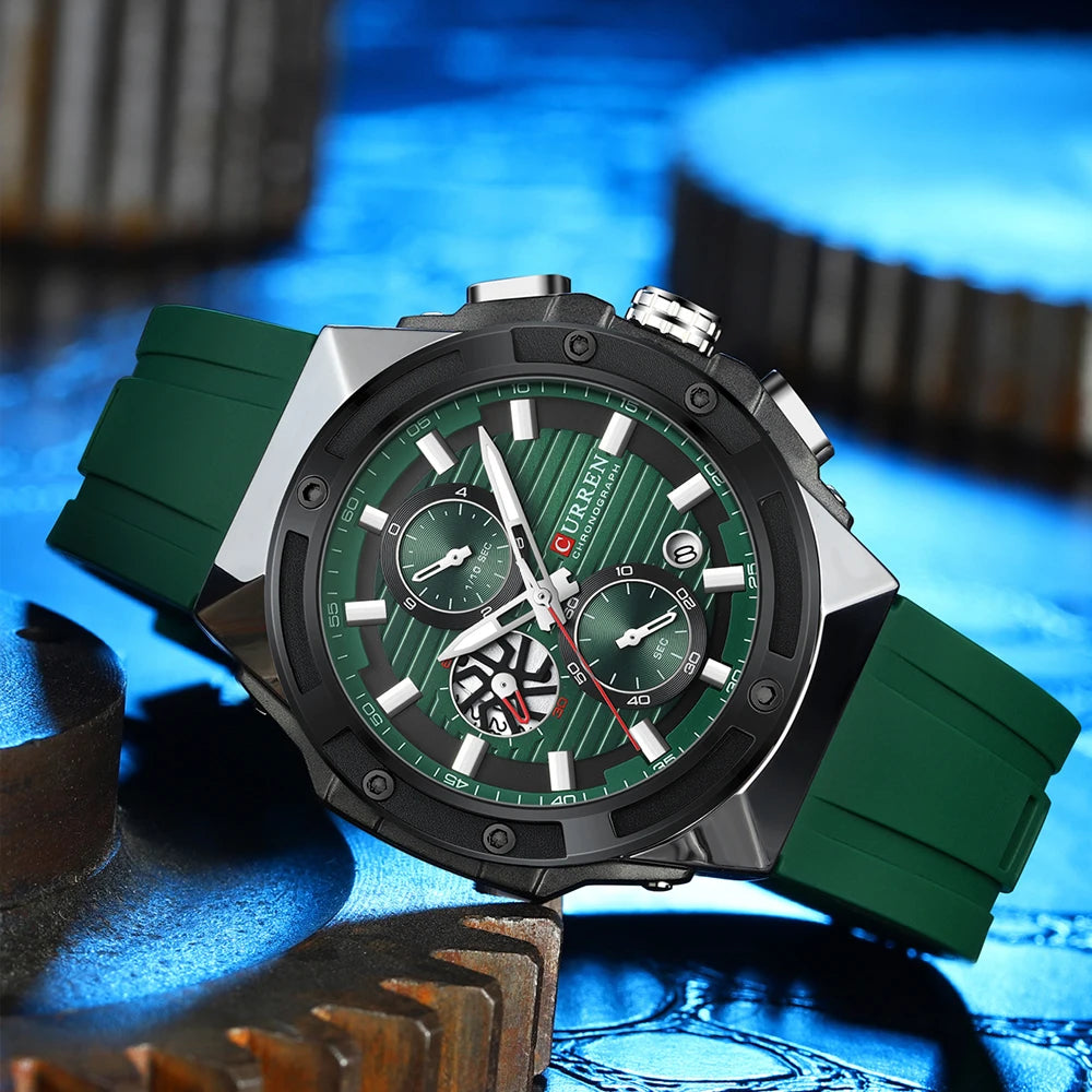 CURREN Montre Quartz Homme Chronographe Silicone Lumineux 45mm Sport – CLEVI Paris