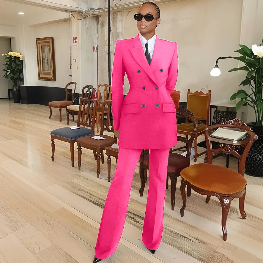 Tailleur femme blazer et pantalon évasé – CLEVI Paris