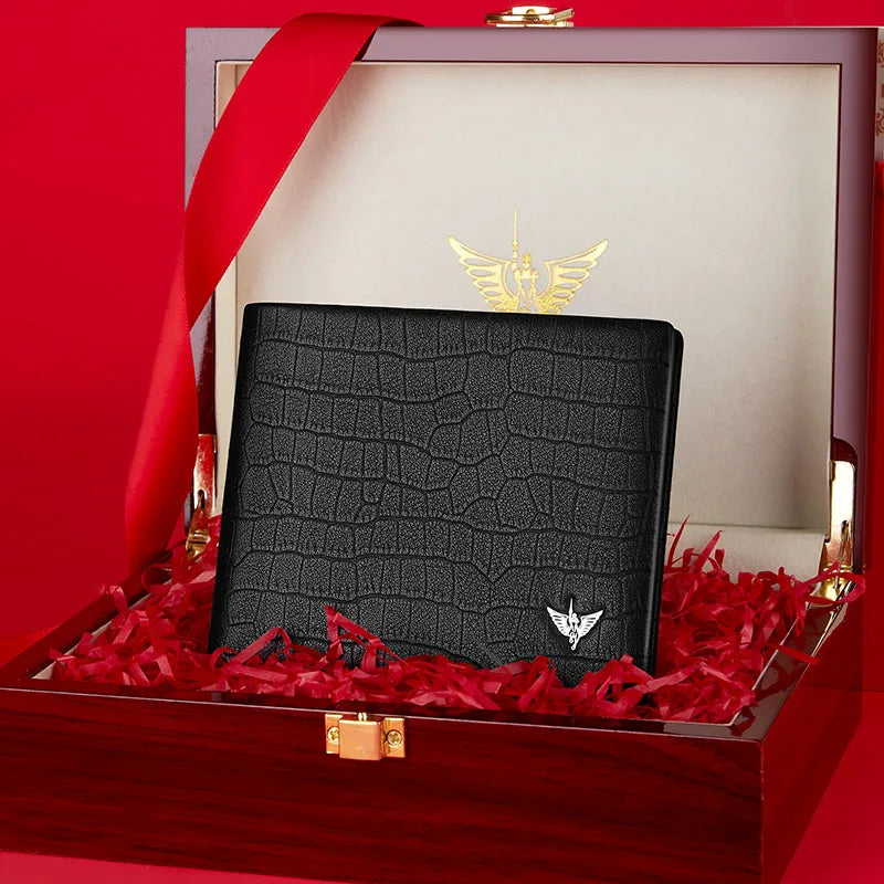 Portefeuille Court Homme Cuir Vache Véritable Motif Crocodile Ultra-Slim – CLEVI Paris