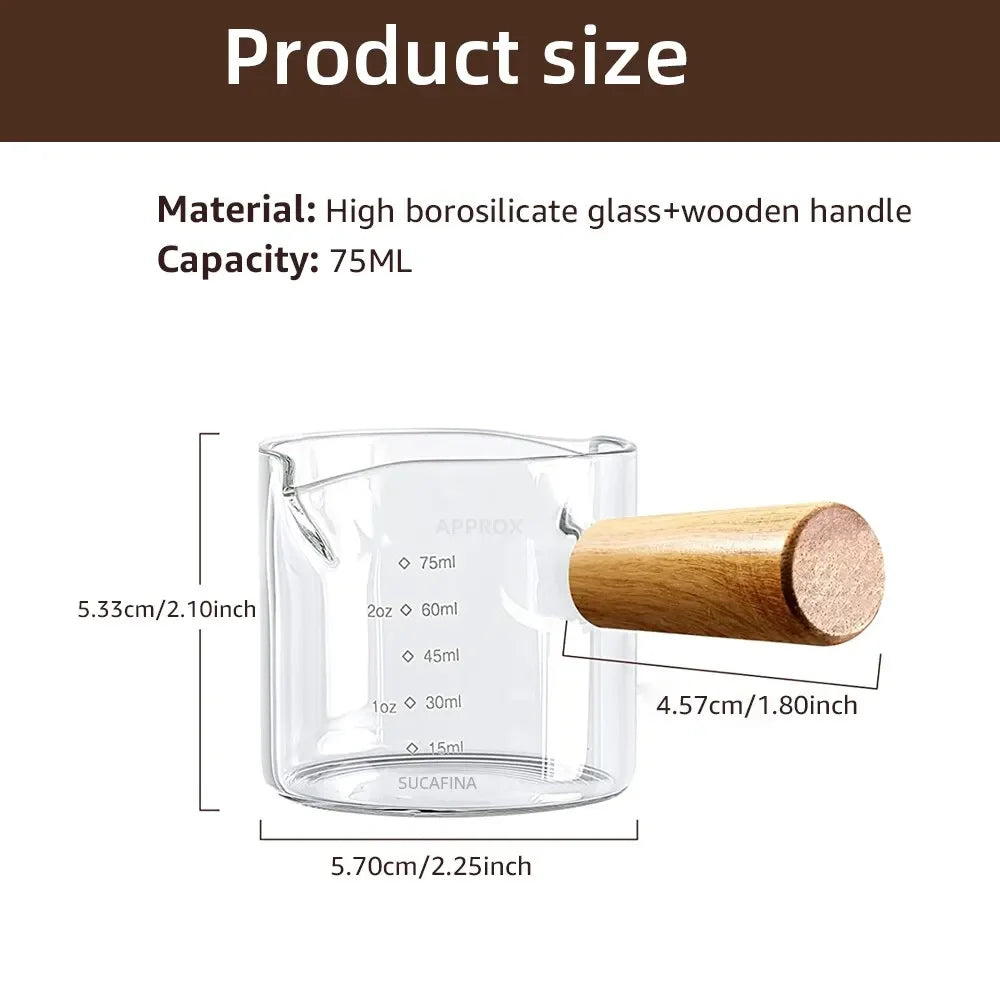 Tasse Espresso en Verre Anse en Bois — 75ml, Simple ou Double Embouchure, Café & Lait | CLEVI Paris