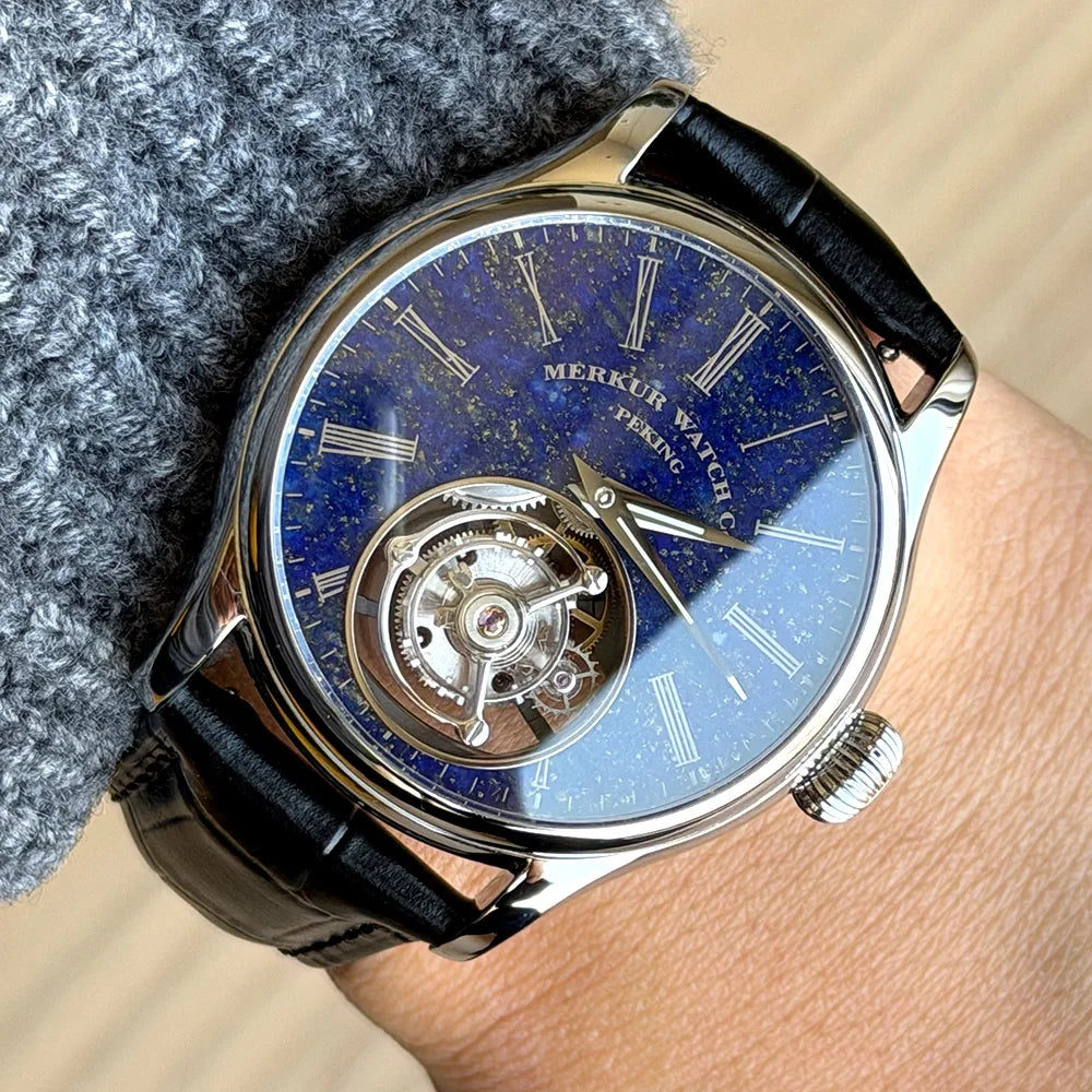 Montre Mécanique Tourbillon MERKUR Cadran Pierre Naturelle Saphir – CLEVI Paris