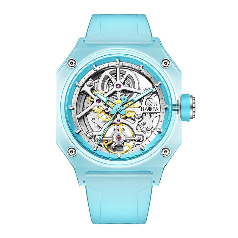 Montre Homme Automatique Squelette Boîtier Cristal Transparent Double Face Lumineux Haofa 2208 – CLEVI Paris