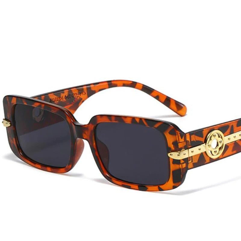 Lunettes de Soleil Rectangulaires Retro Petite Monture Fleur Métal UV400 Femme – CLEVI Paris