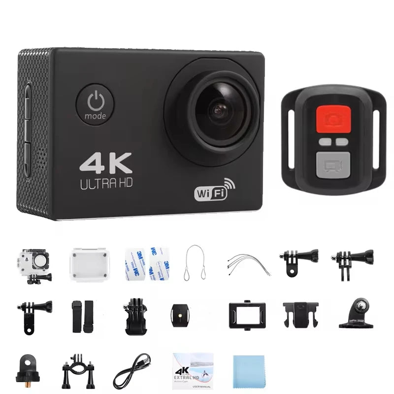 Caméra Sport 4K Étanche 30m UYJY – Grand Angle 170°, Écran Tactile 2", WiFi & Vision Nocturne – CLEVI Paris