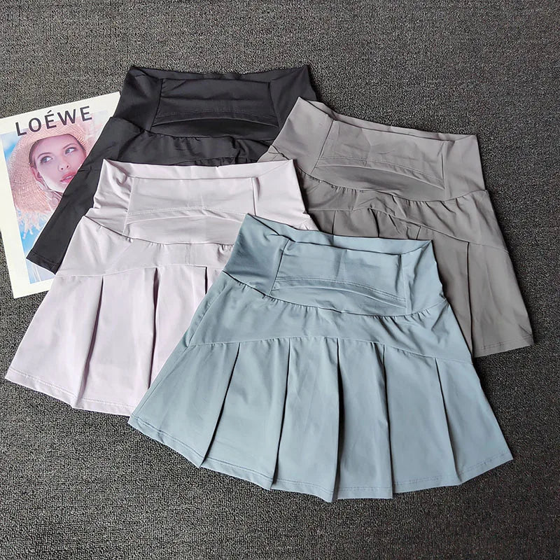 Jupe Sport Femme Taille Haute Short Intégré Élasthanne Nylon | Tennis Golf Yoga Running, Tailles S à XL – CLEVI Paris