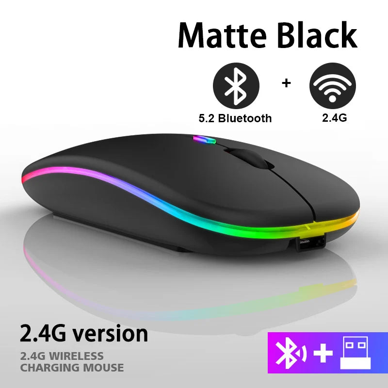 Souris Bluetooth Sans Fil HXSJ — Double Mode 2.4GHz, RGB, 1600 DPI, Rechargeable, PC & Mac | CLEVI Paris
