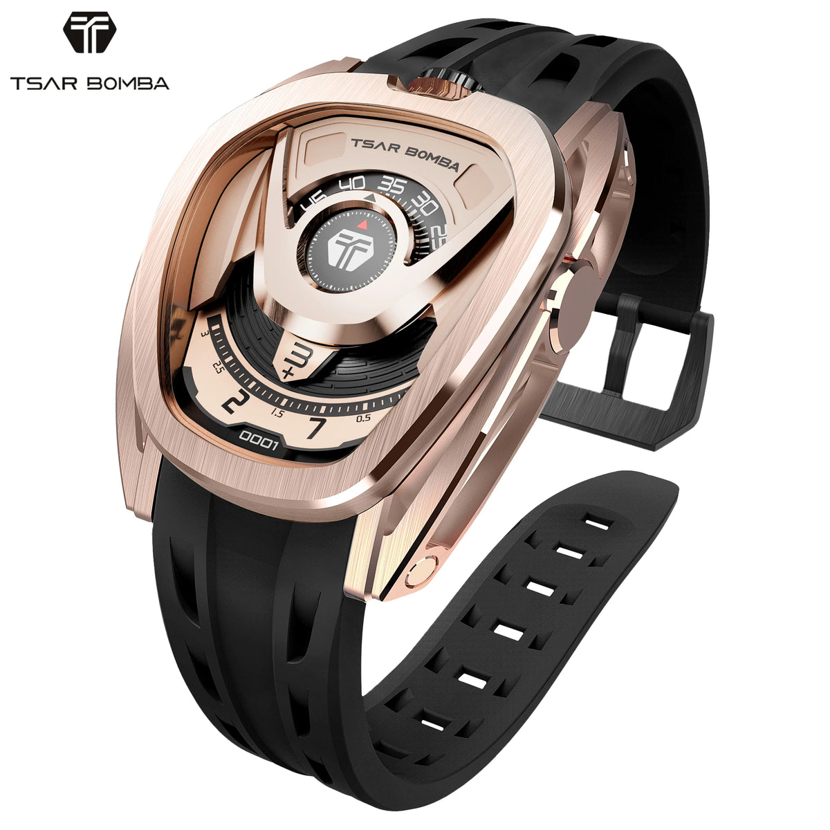TSAR BOMBA TB8213A Montre Homme Automatique Miyota Saphir Fibre Carbone 100M – CLEVI Paris