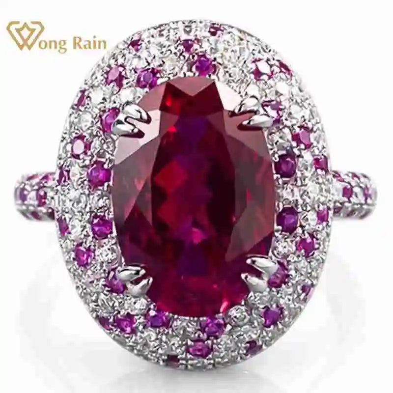 Bague Rubis Ovale 8x12mm Diamants Haute Carbone Argent 925 – CLEVI Paris