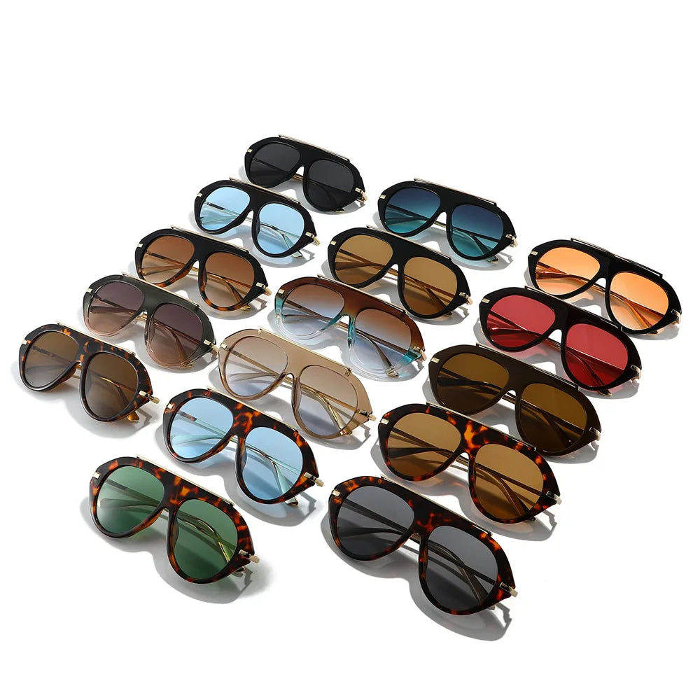 Lunettes de Soleil Oversize Pilot Rétro 70s Monture Métal Dorée UV400 Unisexe – CLEVI Paris