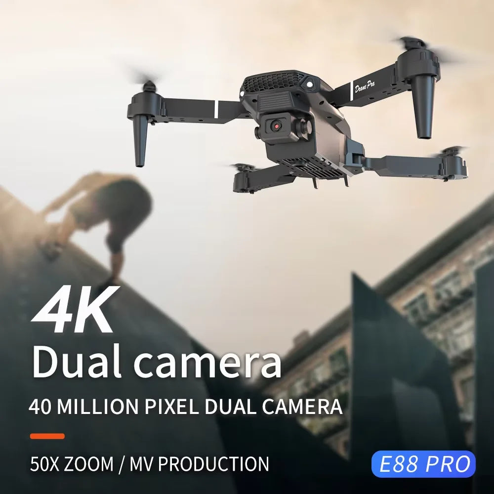 Drone Pliable E525 4K WiFi FPV – Double Caméra, Maintien d'Altitude, Gyroscope 6 Axes & Vol en Trajectoire – CLEVI Paris