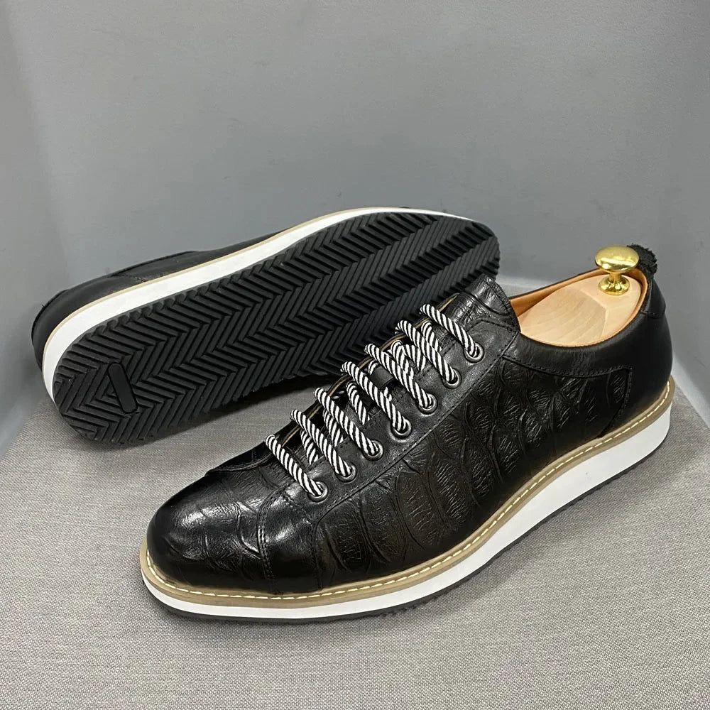 Chaussures Casual Homme Cuir Véritable Imprimé Crocodile Style Européen | Noir & Vert, US 7-12 – CLEVI Paris