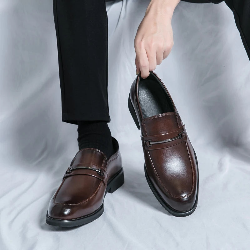 Mocassins Loafers Cuir Homme Bout Rond Slip-On | Noir Marron EU 38-46