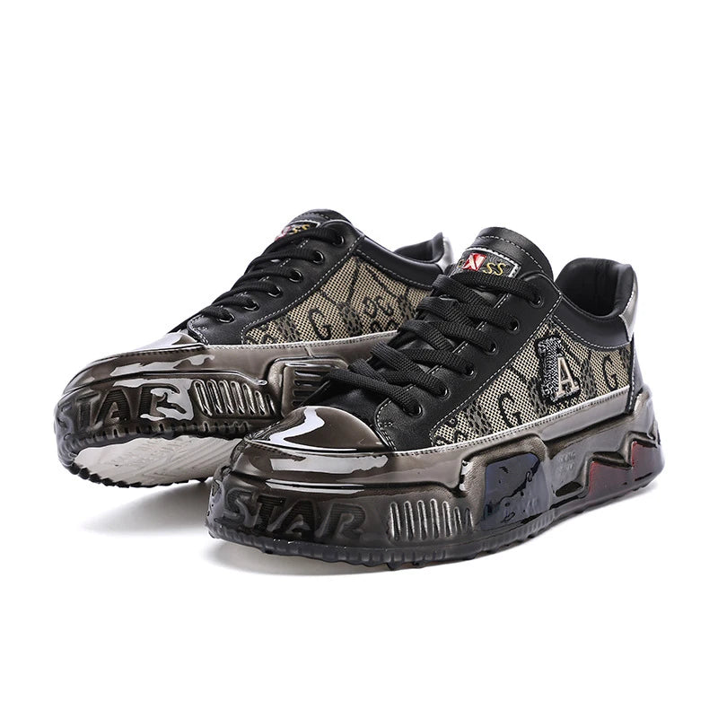 Sneakers Montantes Cuir Véritable Noir Semelle Épaisse Rehaussante +3-5 cm Homme – Style Européen – CLEVI Paris