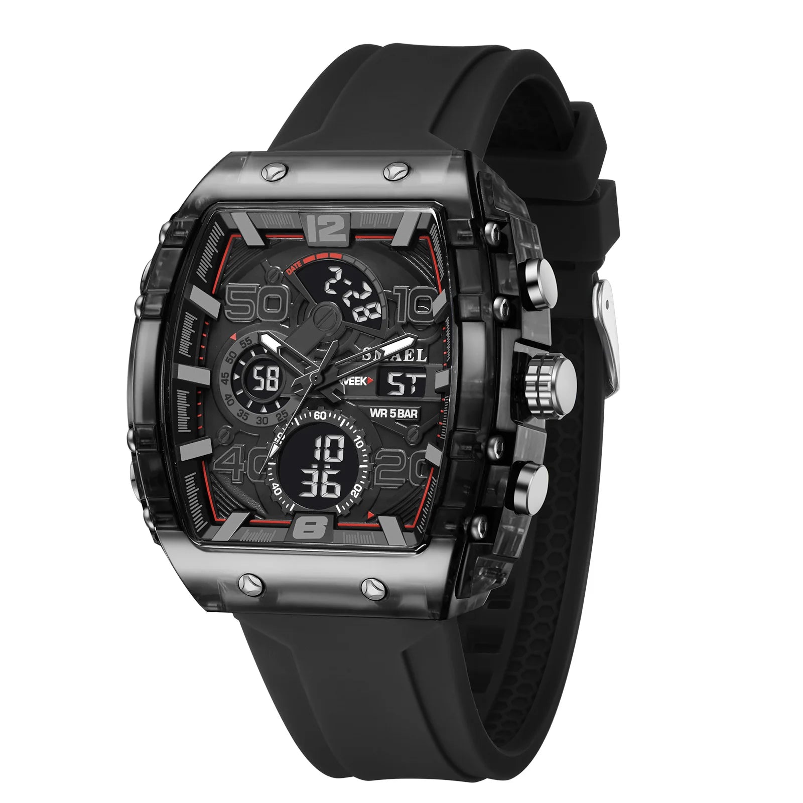 SMAEL Montre Sport Homme Double Affichage Digital Analogique Chrono LED 50mm Étanche – CLEVI Paris