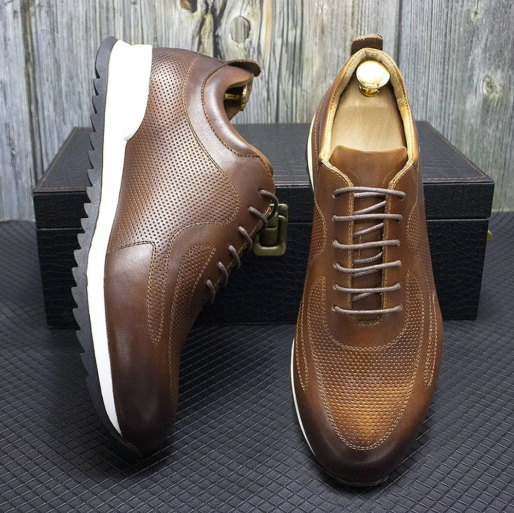 Chaussures Homme Cuir Vache Rehaussantes Embossées Casual Respirant – CLEVI Paris