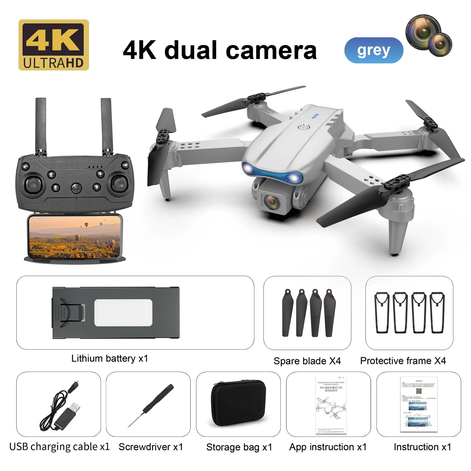Mini Drone Pliable E99 4K WiFi – Double Caméra FPV, Décollage/Atterrissage Automatique & Gyroscope – CLEVI Paris