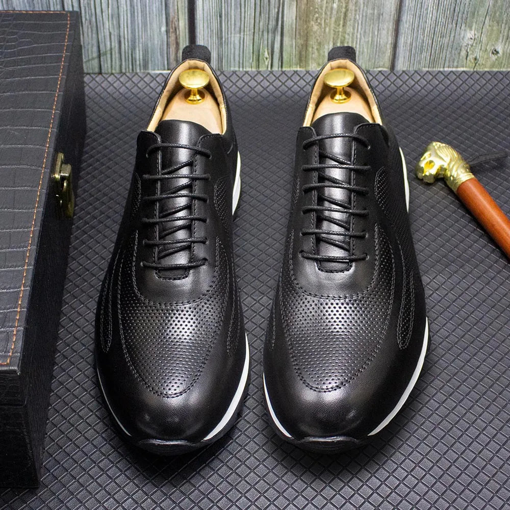 Chaussures Homme Cuir Vache Rehaussantes Embossées Casual Respirant – CLEVI Paris