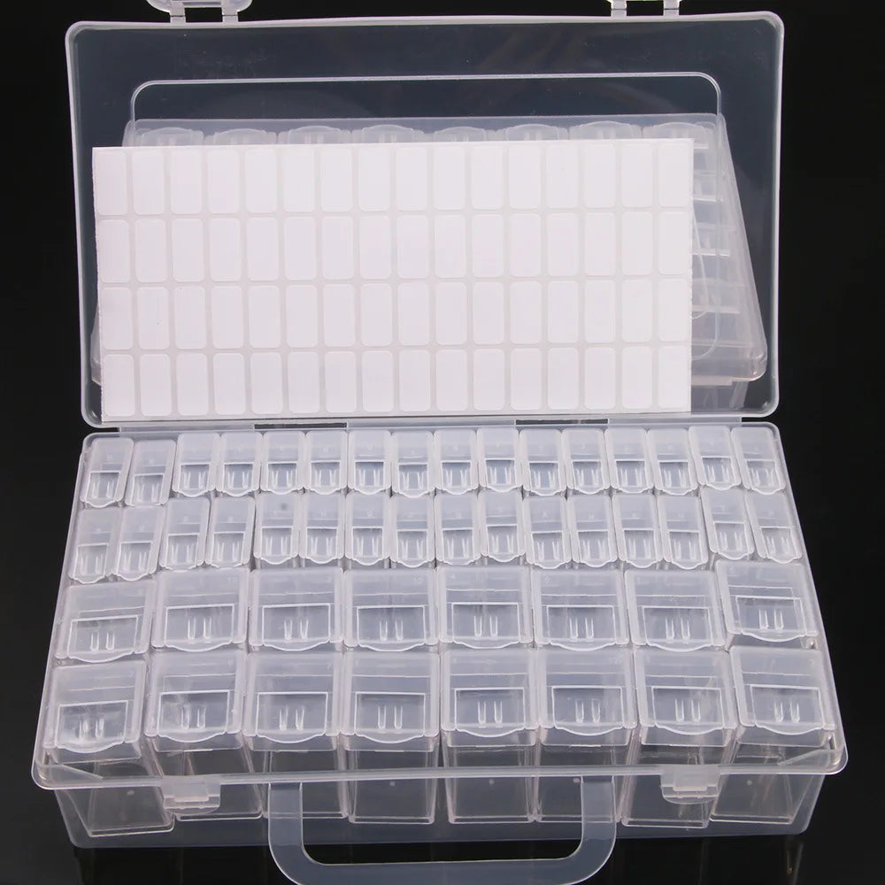 Boîte Rangement Diamond Painting 5D | Plastique, 28 à 64 Cases, Broderie & Mosaïque – CLEVI Paris