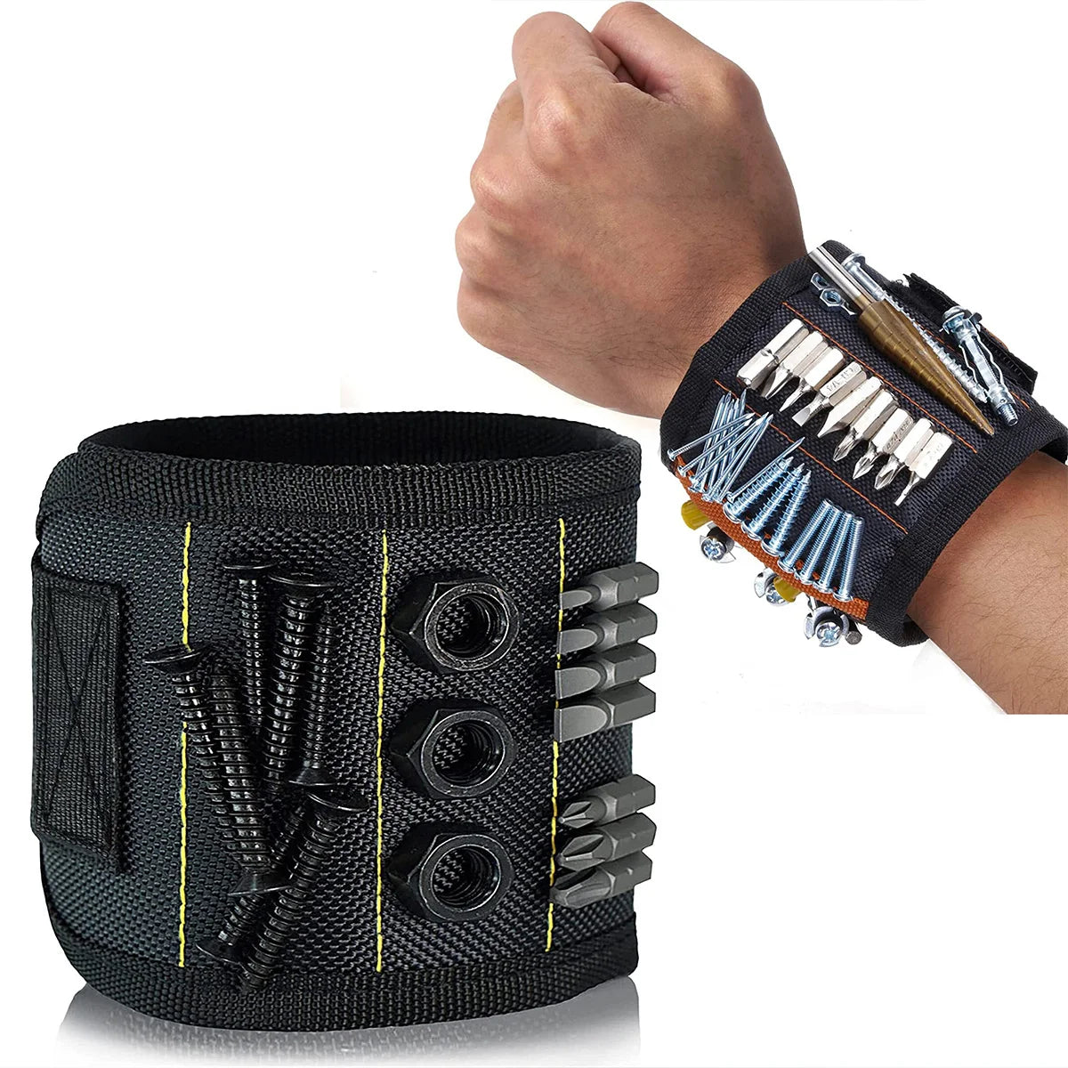 Bracelet Magnétique de Travail | Polyester, Tient Vis, Clous & Forets – CLEVI Paris