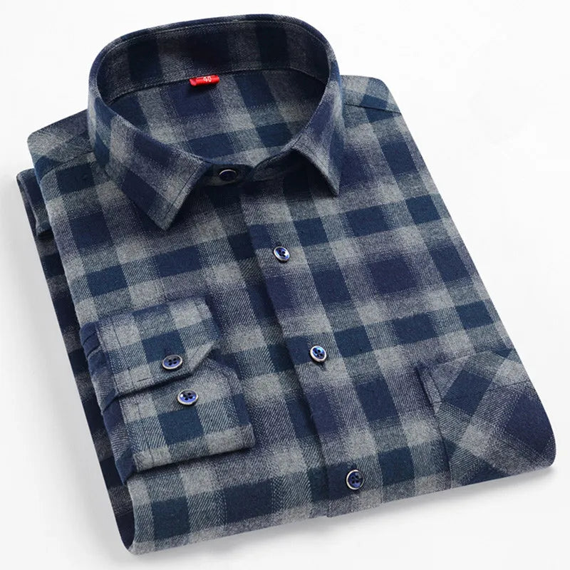 Chemise Homme Manches Longues Coton Carreaux Style Britannique – CLEVI Paris