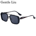 Lunettes de Soleil Carrées Steampunk Double Pont Métal UV400 Conduite Homme – CLEVI Paris