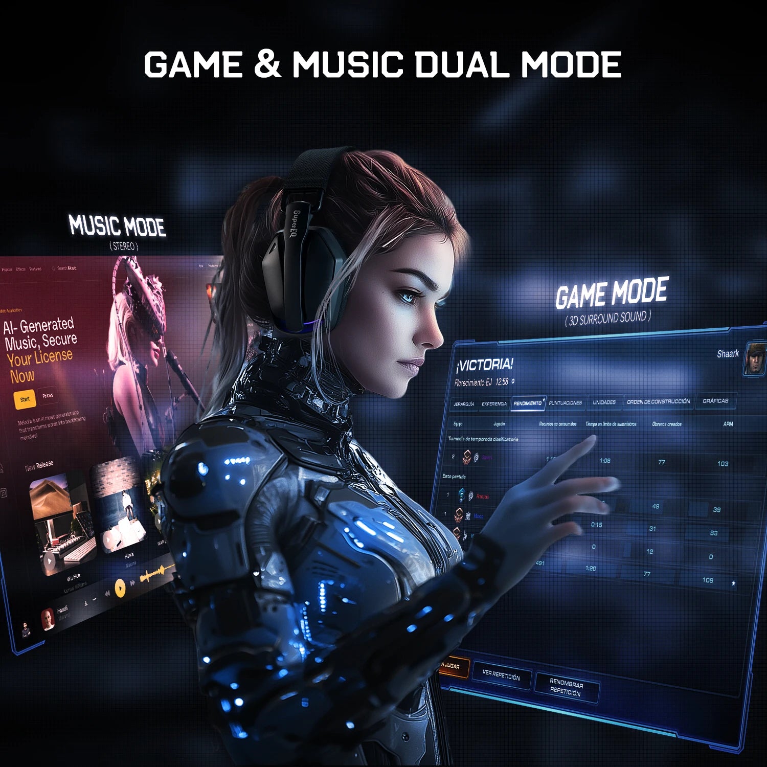 Casque Gaming SuperEQ G19BT Tri-Mode 2.4G BT 5.4 RGB 35h 50mm Micro 100° PS5 PC – CLEVI Paris