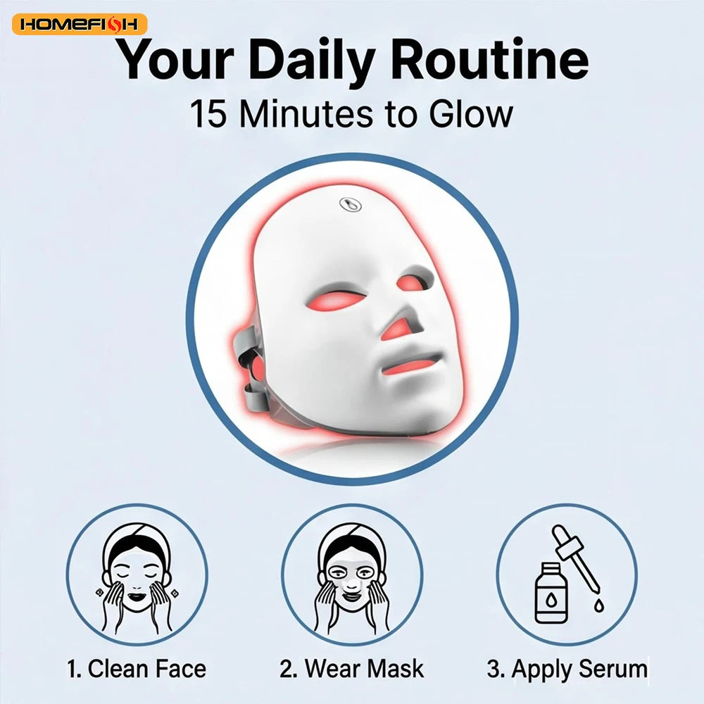 Masque LED Photon Thérapie 7 Couleurs Anti-Acné Anti-Rides Rajeunissement – CLEVI Paris