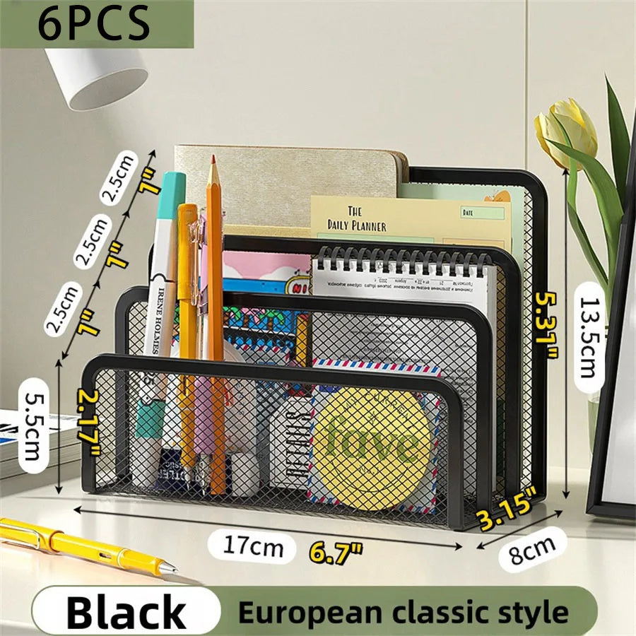 Organiseur de Bureau Métal 3 Niveaux | Porte-Documents Grille, Noir & Blanc, Bureau & École – CLEVI Paris