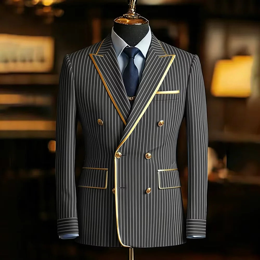 Blazer Croisé Homme Rayures Fines – CLEVI Paris