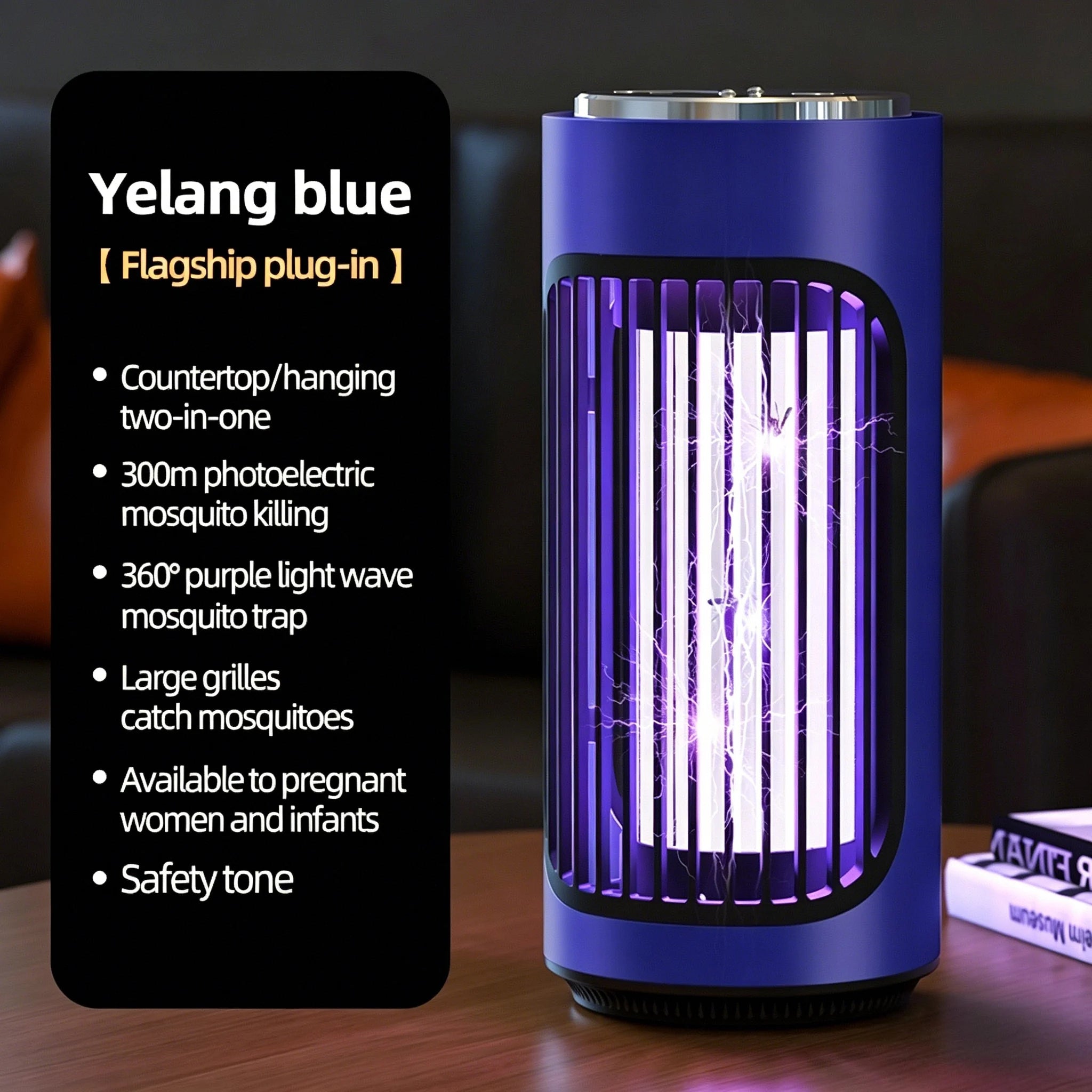 Lampe Anti-Moustiques UV 3600V Rechargeable Type-C 2-en-1 Bureau & Murale Silencieuse – CLEVI Paris