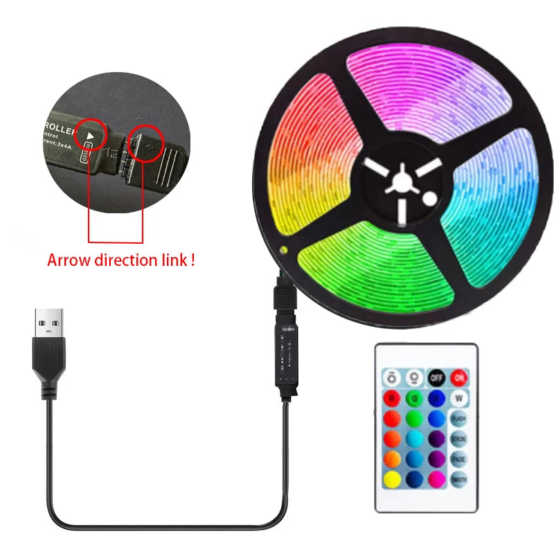 Ruban LED RGB 5050 USB — Rétroéclairage TV, Télécommande IR & APP, 1m à 40m | CLEVI Paris