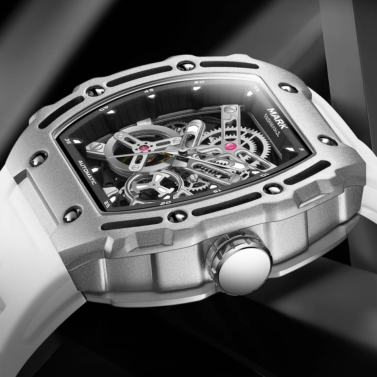 Montre Mécanique Automatique MARK FAIRWHALE FW-6700 Squelette Tonneau Fond Transparent – CLEVI Paris