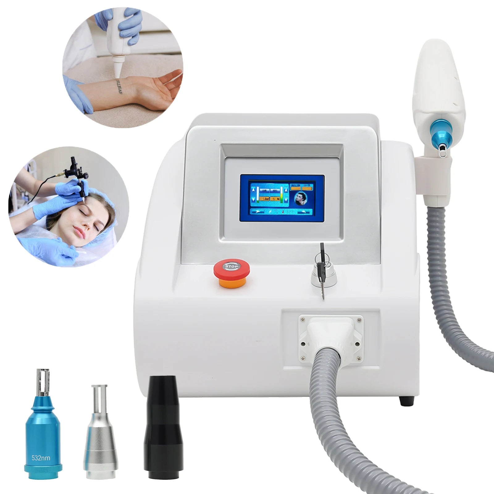 Machine Laser Professionnelle Détatouage & Suppression Pigments | 3 Têtes 1064nm 532nm 310W – CLEVI Paris