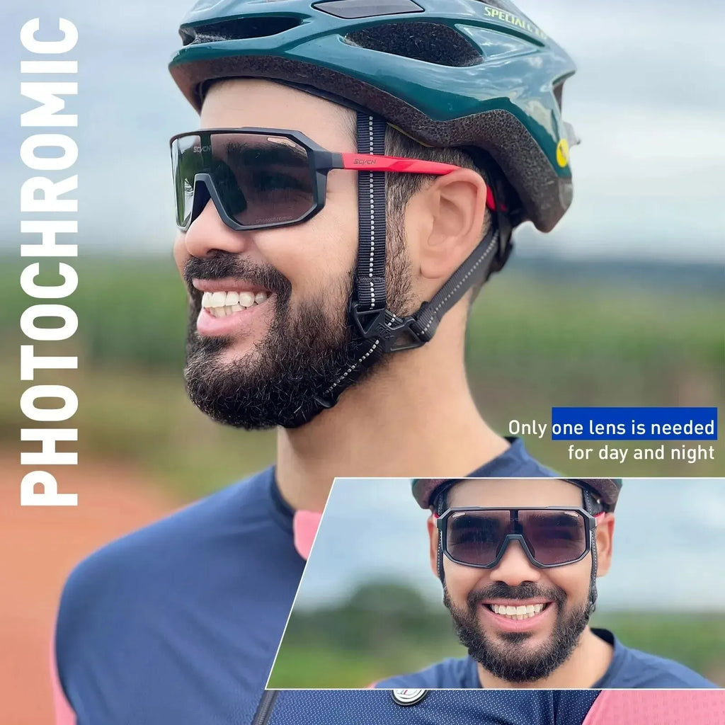 Lunettes de Cyclisme Photochromiques TR-90 | UV400, Verres Polycarbonate, Vélo Randonnée Outdoor, Unisexe – CLEVI Paris