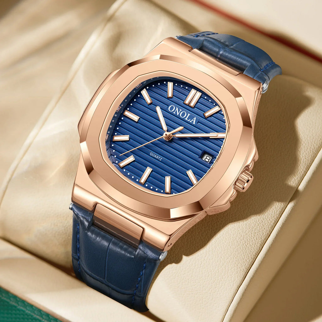 Montre Quartz Business ONOLA Homme Cuir Forme Originale – CLEVI Paris