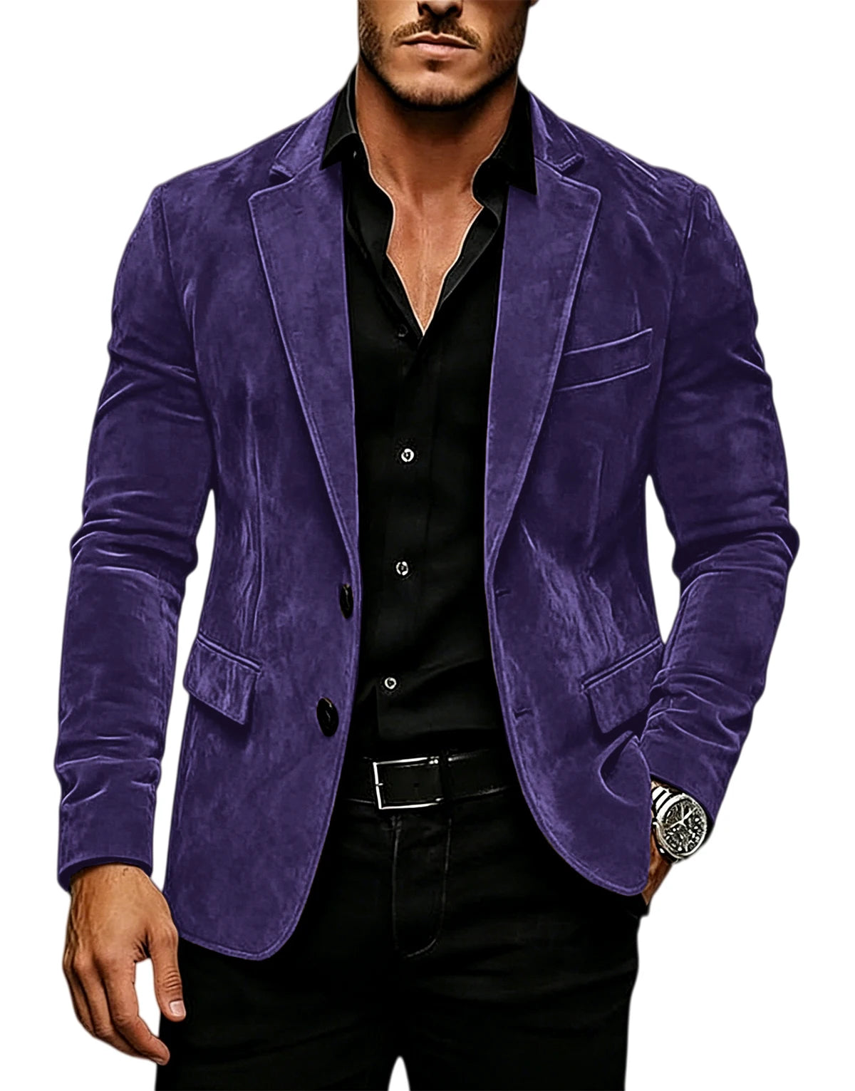 Blazer homme en velours effet suédé 2 boutons – CLEVI Paris
