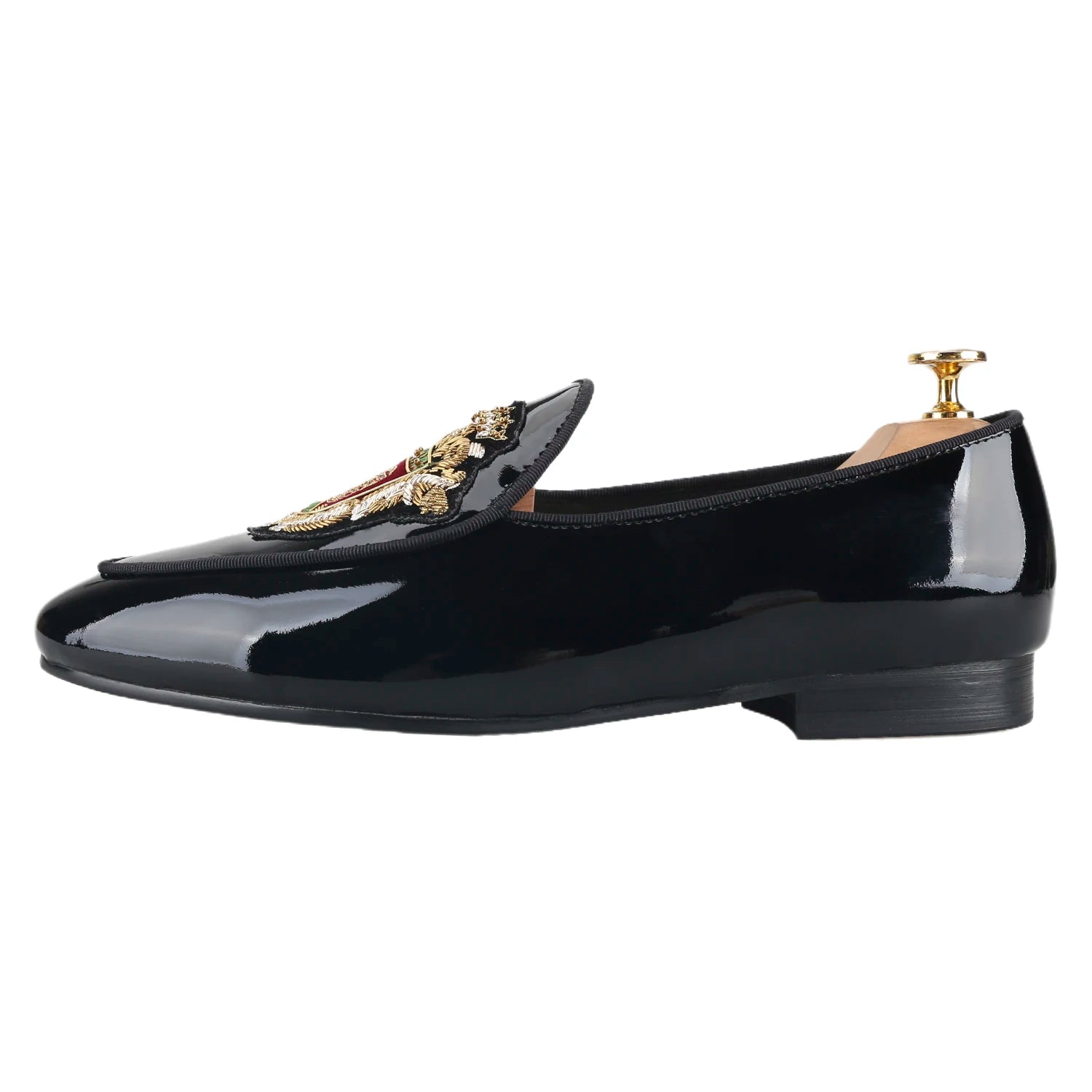 Loafer Homme Cuir Verni Broderies Manuelles Semelle Rouge – CLEVI Paris
