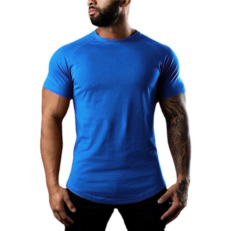 T-Shirt Homme Coton Col Rond Manches Courtes Slim Fit Sport Fitness Gym 6 Coloris – CLEVI Paris