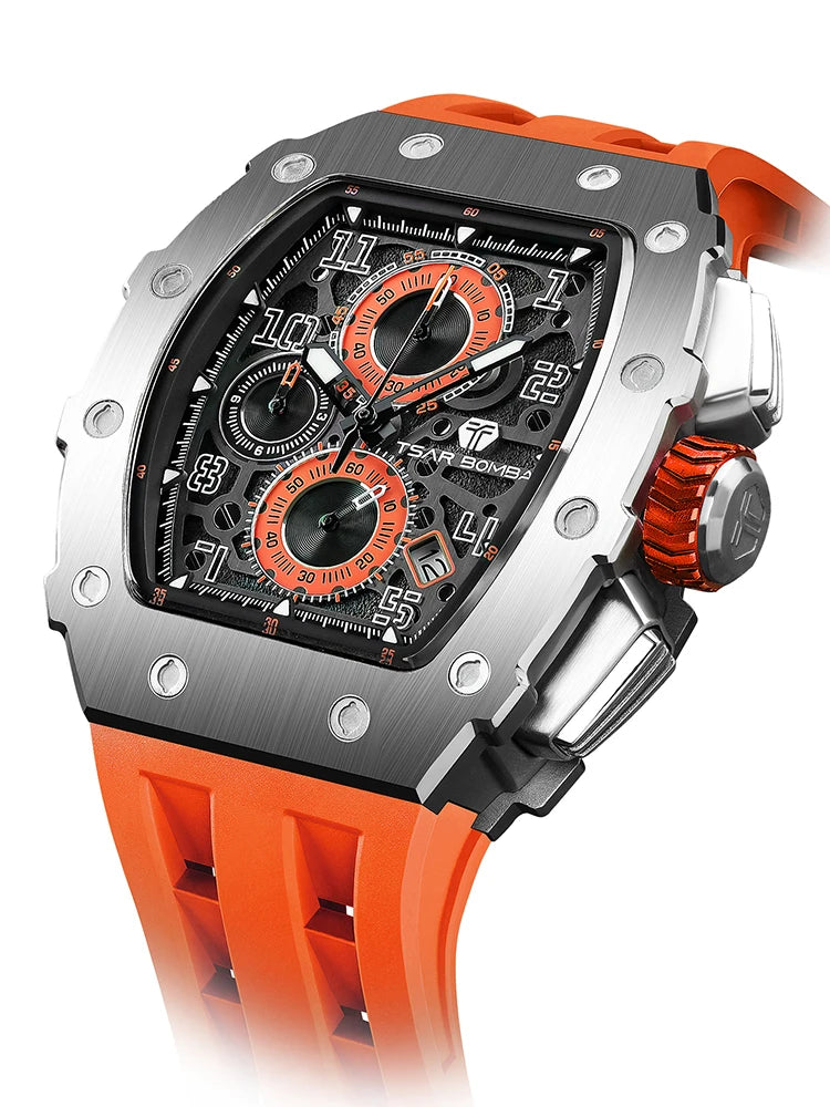 Montre Homme TSAR BOMBA TB-8204Q – Chronographe Quartz Japonais, Verre Saphir, Étanche 50M