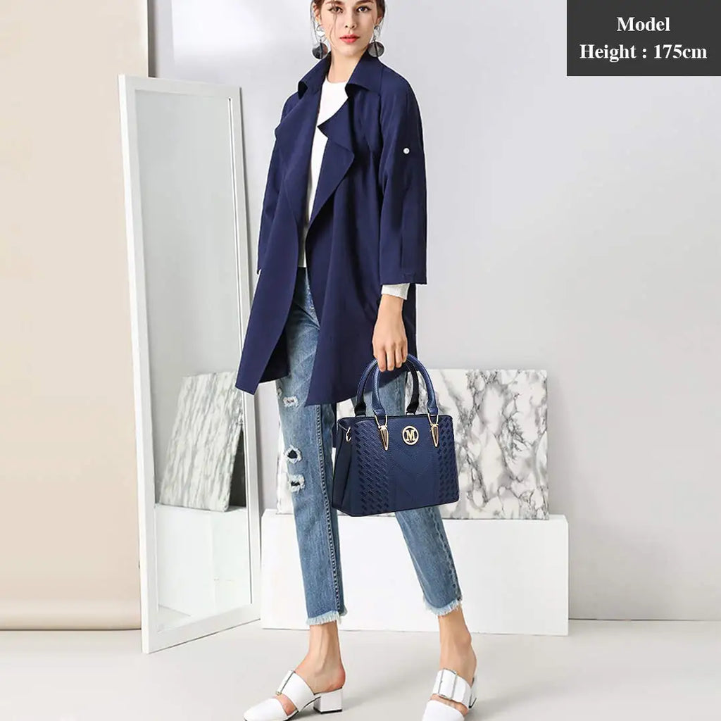 Sac À Main Femme Cuir PU Motif Litchi Logo M Doré – CLEVI Paris