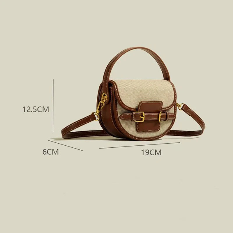 Sacoche Selle Femme en PU – Sac Bandoulière Rétro Patchwork | 4 Coloris | Marron, Noir, Cowboy, Jeans