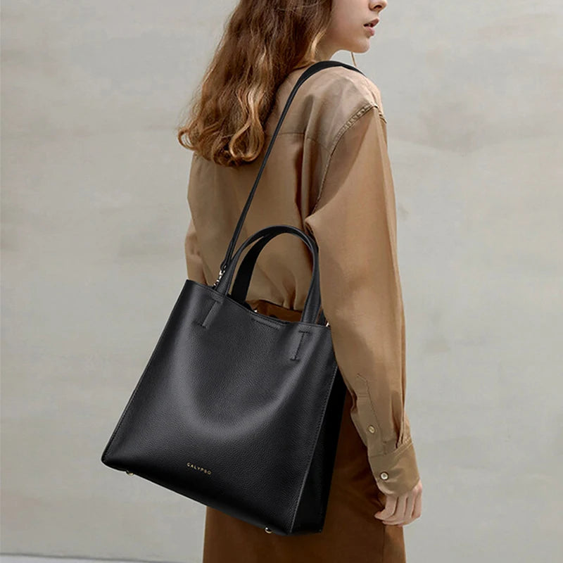 Sac à Main Cuir Vachette Femme Tote Zip – CLEVI Paris