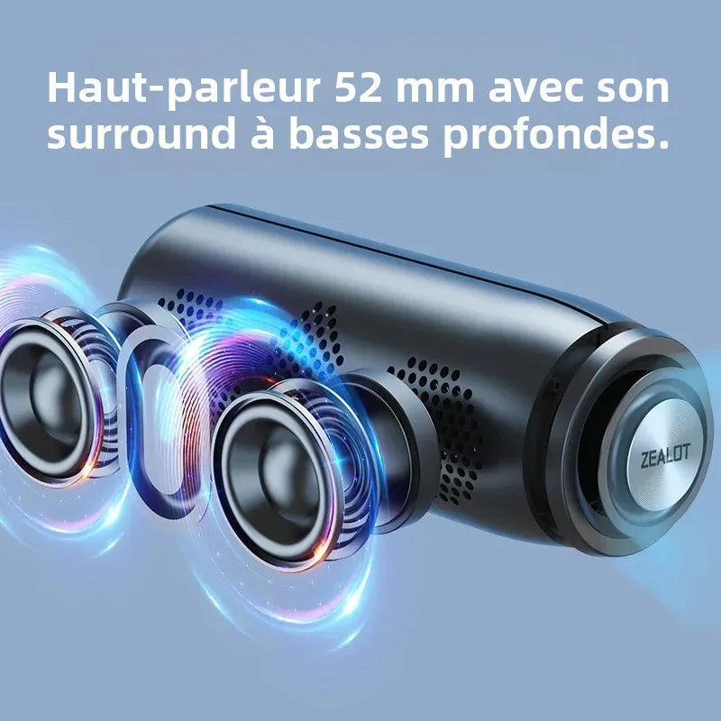 Enceinte Bluetooth Zealot S51 10W Basses Profondes TWS 8h AUX TF USB – CLEVI Paris