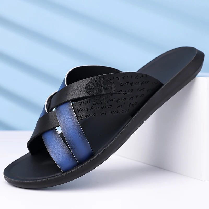 Sandales Homme Été – Bride Simple, Semelle Douce, Antidérapantes, Style Street | Blanc, Bleu ou Chocolat