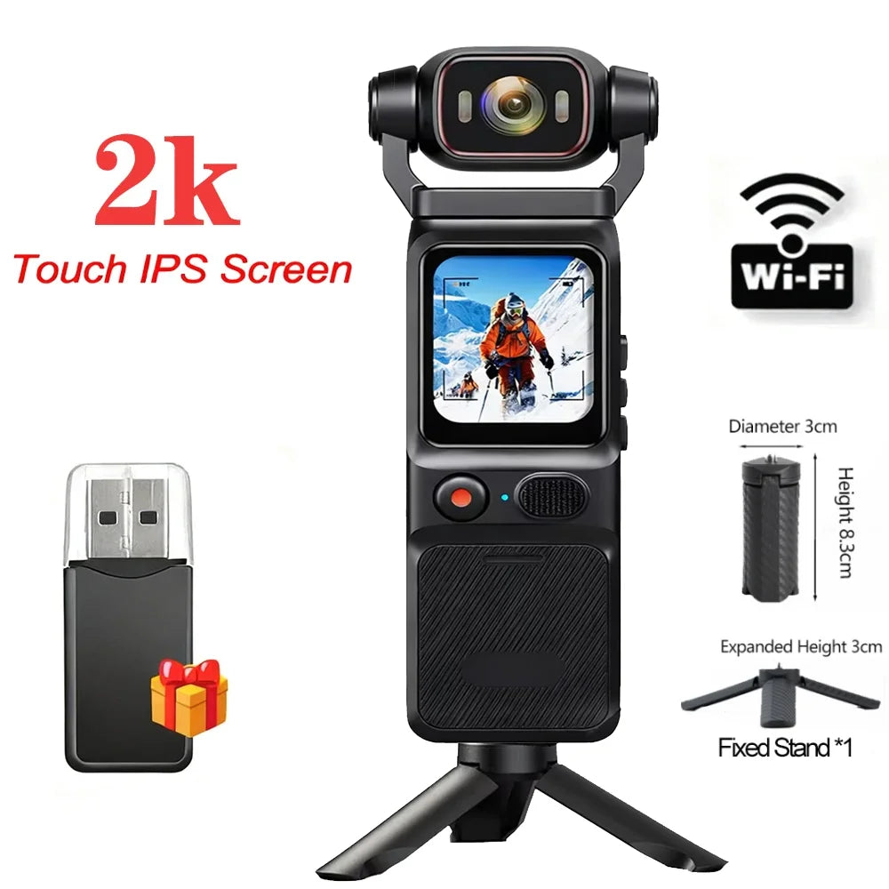 Caméra Sport 4K Pocket – Objectif Rotatif 180°, Stabilisation EIS, Écran Tactile 1,69" & Batterie 3000 mAh – CLEVI Paris